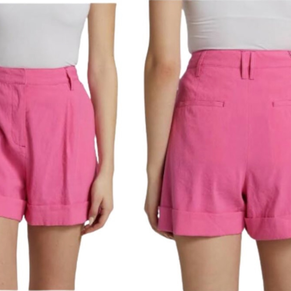 Rag & Bone Pink Linen Blend Tailored Shorts